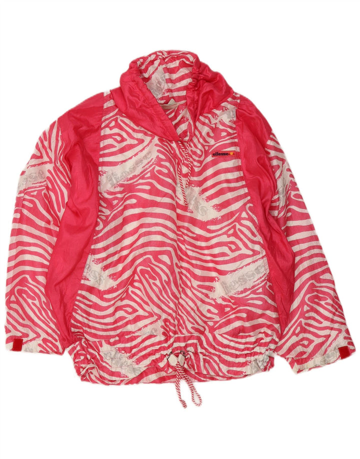Ellesse Femme Pull Survêtement Top Veste UK 22 3XL Rose Imprimé Animal
