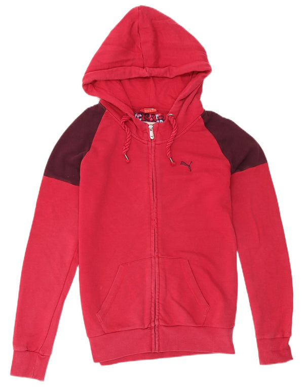 Puma Pull à capuche zippé pour femme UK 12 Coton color block rouge moyen