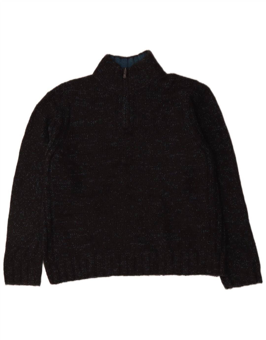 MARKS & SPENCER Mens Blue Harbour Zip Neck Jumper Sweater Large Navy Blue