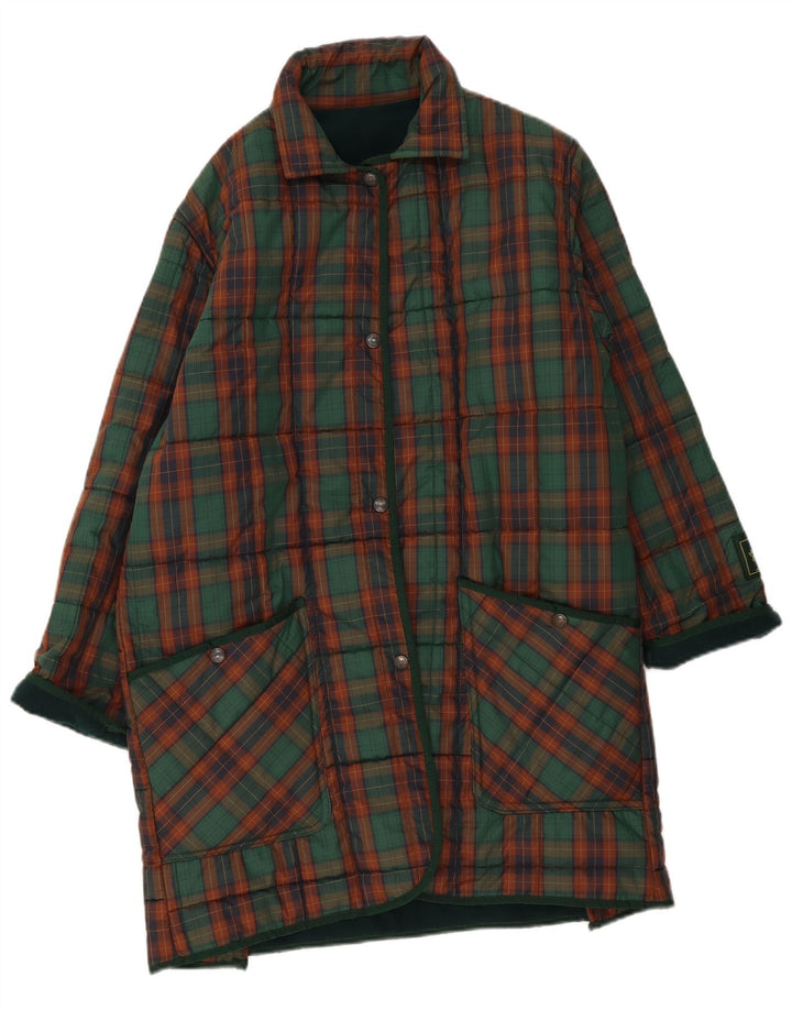 manteau rembourré femme vintage UK 18 XL Plaid vert