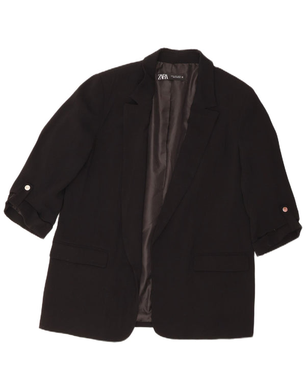 Zara Veste blazer ouverte à manches 3/4 pour femme UK 18 XL Noir Polyester