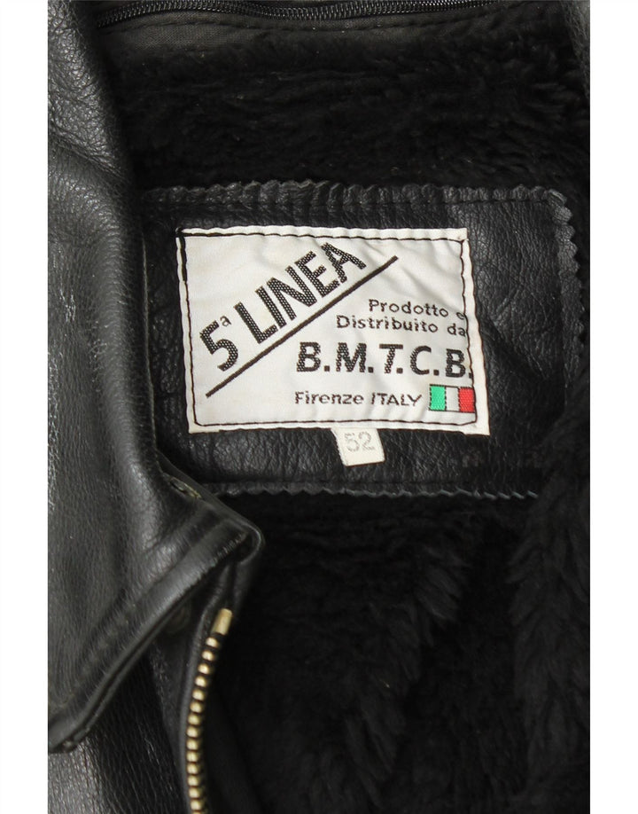 Veste en cuir militaire vintage pour hommes IT 52 XL Cuir noir