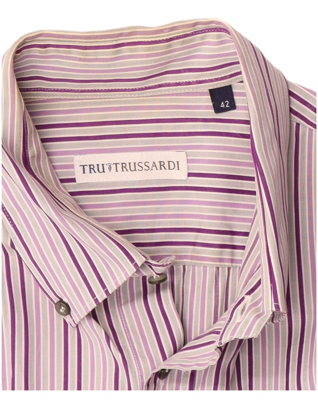 Trussardi Chemise à manches courtes homme taille 42 grand violet rayé