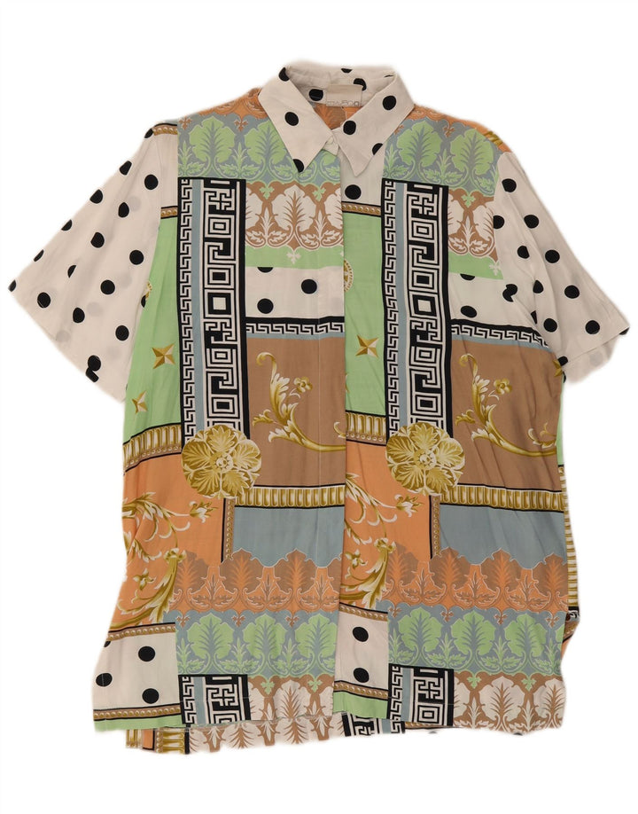 Chemisier chemise femme vintage EU 40 Patchwork multicolore moyen