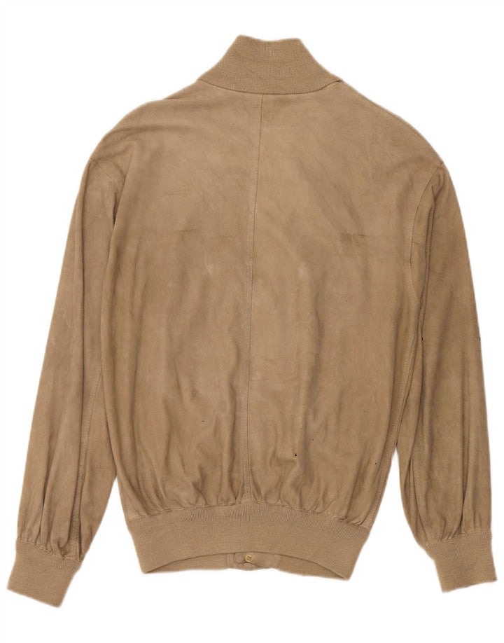 vintage Mens Suede Bomber Jacket UK 38 Beige Moyen