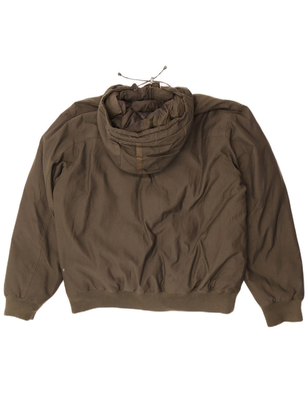 Adidas Veste rembourrée à capuche pour homme UK 40 Large Kaki Nylon