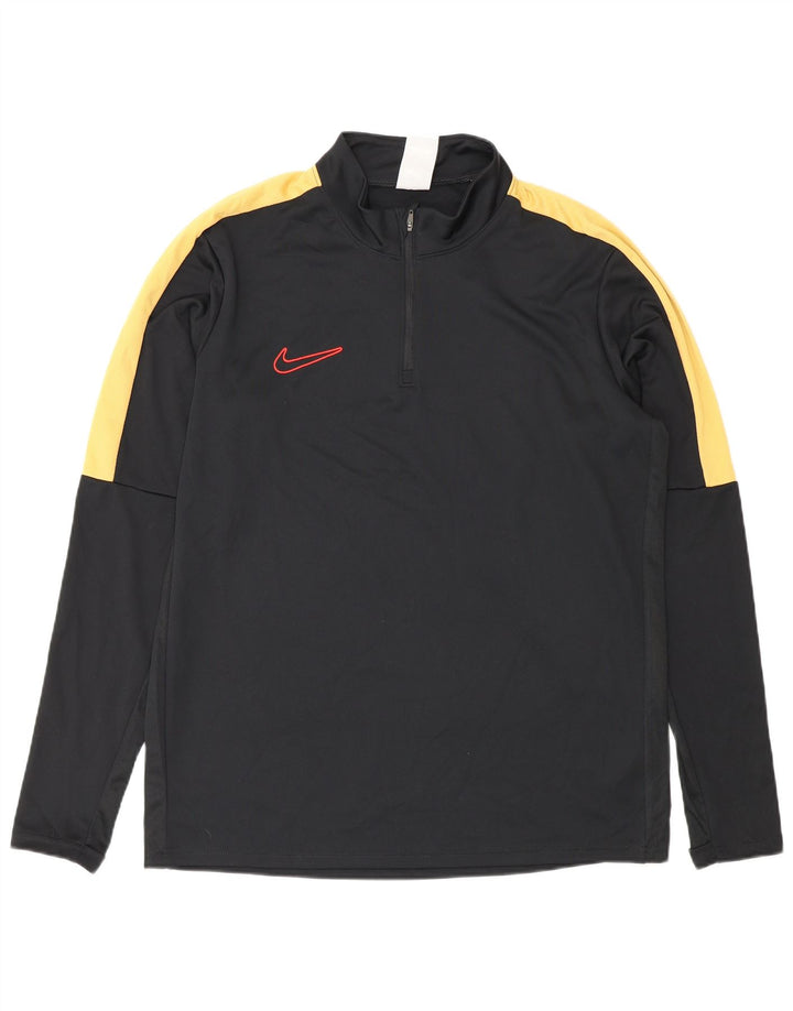 Nike Haut de survêtement Dri Fit avec col zippé et col zippé pour homme, grand, noir, color block