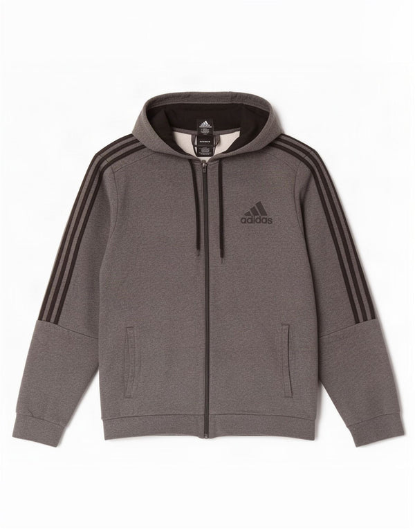 Adidas Pull à capuche zippé pour homme, grand gris