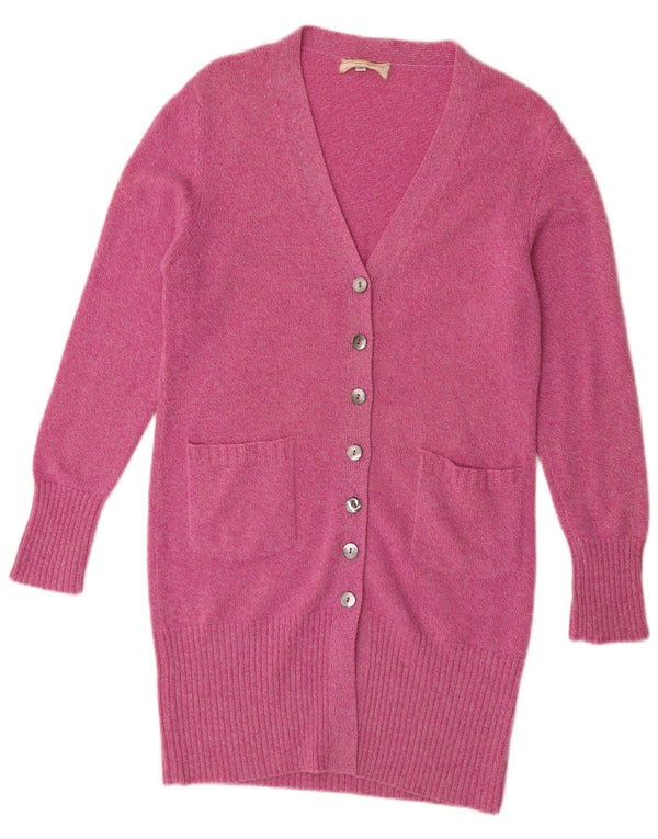 Andre Maurice Cardigan long pour femme en cachemire rose moyen UK 14