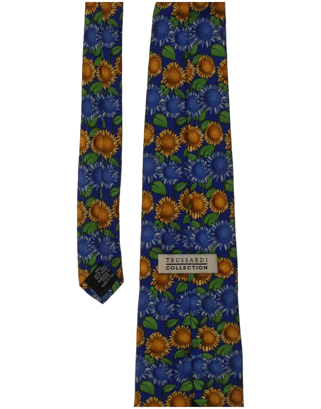 Trussardi Cravate Graphique Taille Unique Bleu Soie Florale Homme