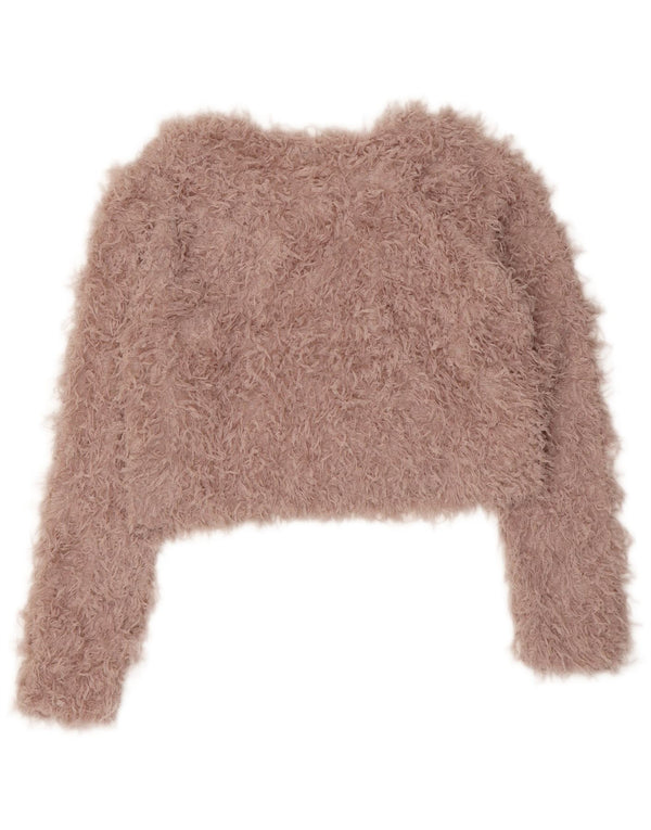 Zara Pull court à col bateau pour femme UK 12 Rose moyen Polyester