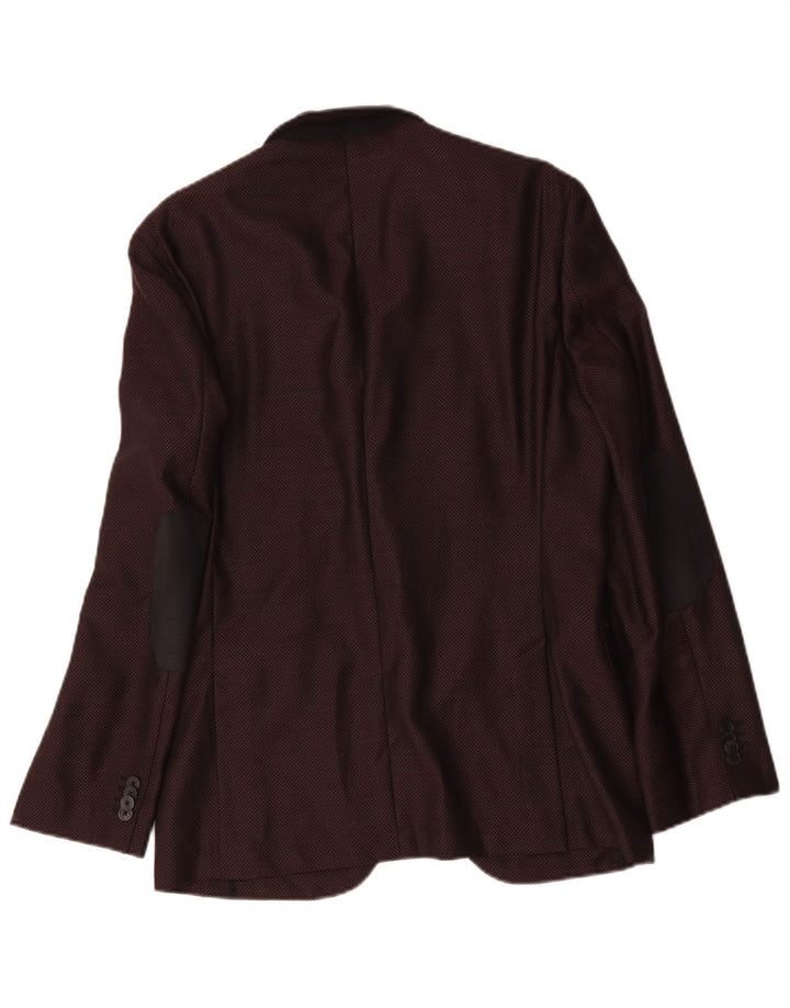 Hugo Boss Veste blazer à 2 boutons pour homme EU 48 Laine bordeaux moyen