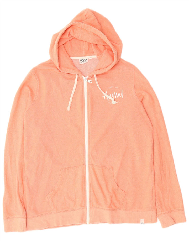 ANIMAL Pull à capuche zippé pour femme UK 14 Grand coton rose
