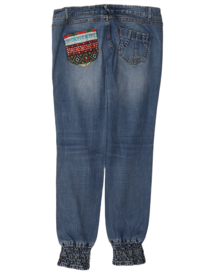 Desigual Femme Jean Slim de Jogging Effet Déchiré W32 L31 Bleu