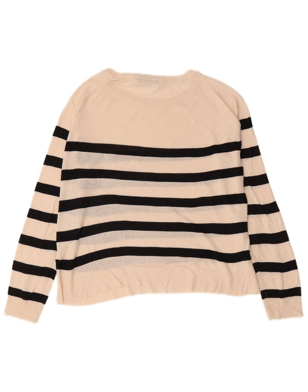 Zara Pull col bateau pour femme UK 14 Medium Off White Rayé