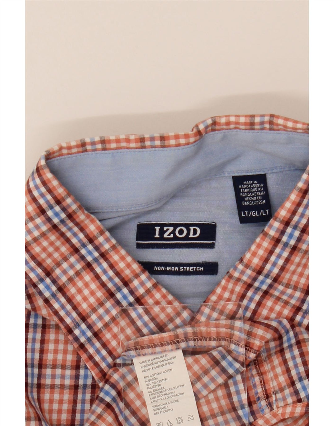 IZOD Mens Shirt Large Orange Check Cotton Vintage Izod and Second-Hand Izod from Messina Hembry 