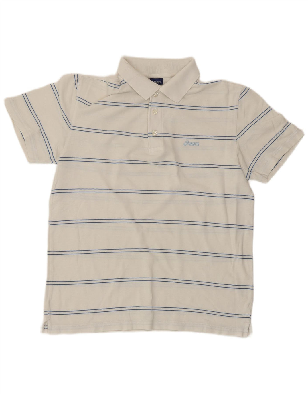 Asics Polo Homme Coton Rayé Blanc Moyen