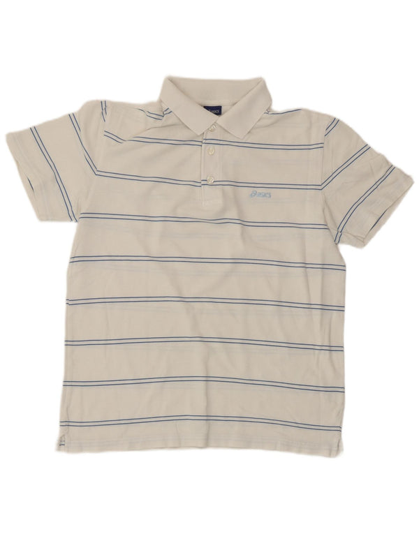 Asics Polo Homme Coton Rayé Blanc Moyen