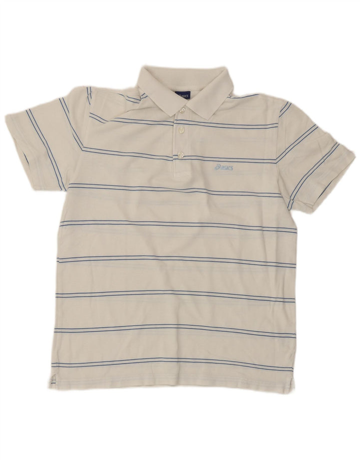 Asics Polo Homme Coton Rayé Blanc Moyen
