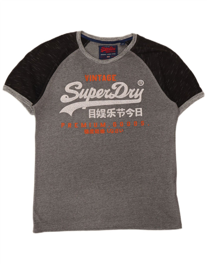 SUPERDRY T-Shirt Graphique Homme Grand Gris Colorblock Coton