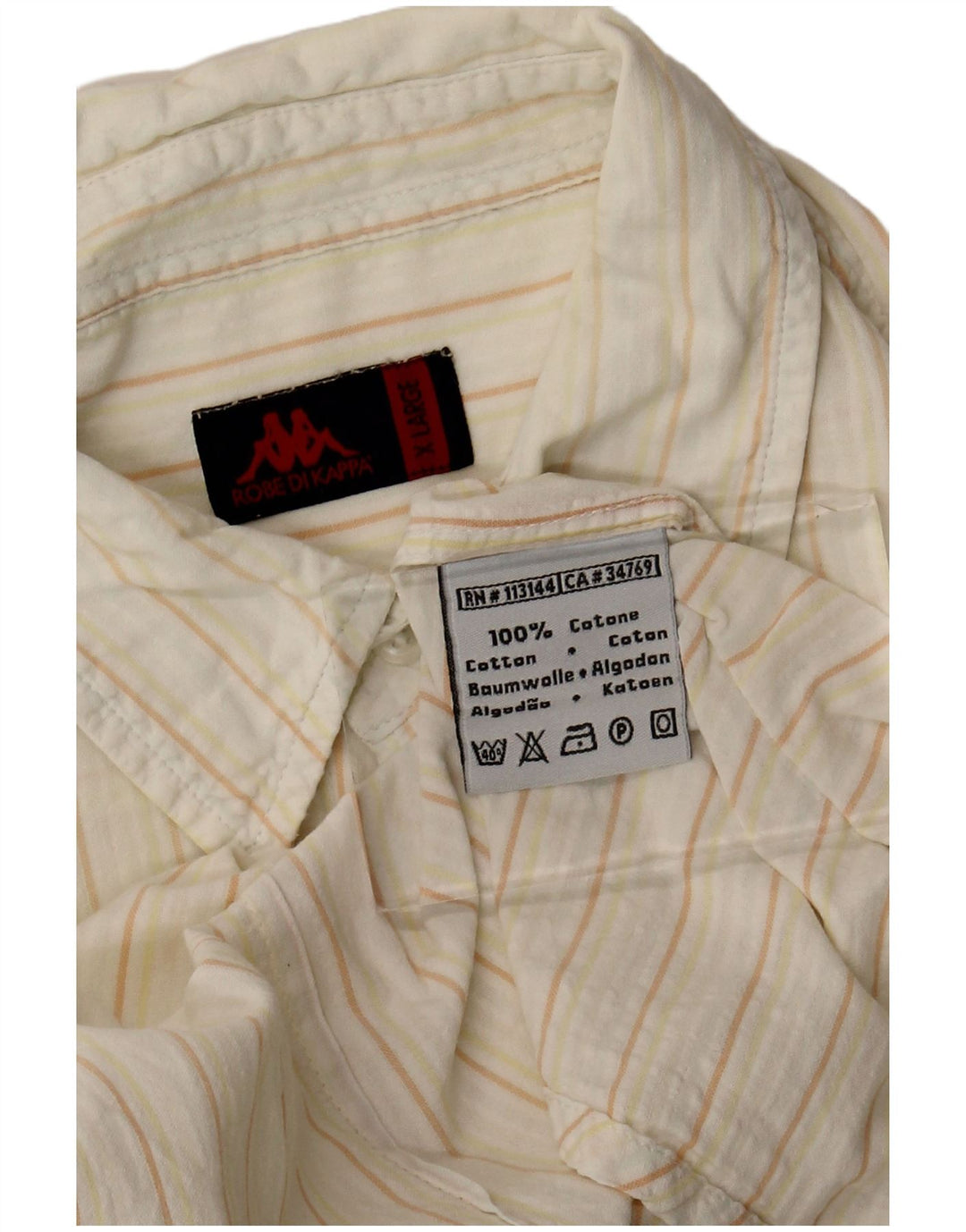 Kappa Chemise Homme XL Coton Rayé Blanc Cassé