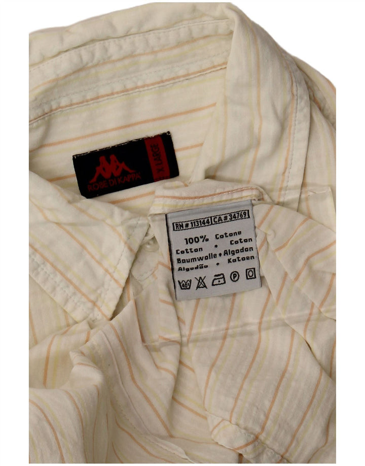 Kappa Chemise Homme XL Coton Rayé Blanc Cassé