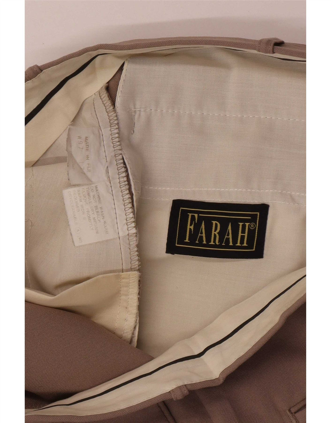 Farah Pantalon de costume pour homme W36 L28 Marron Polyester
