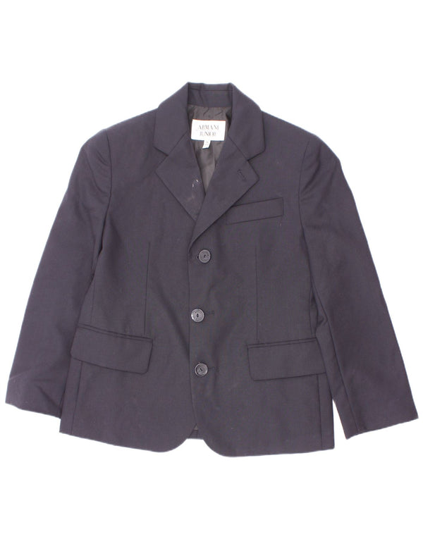 Armani Junior Veste Blazer 3 Boutons Garçon 6-7 Ans Laine Bleu Marine