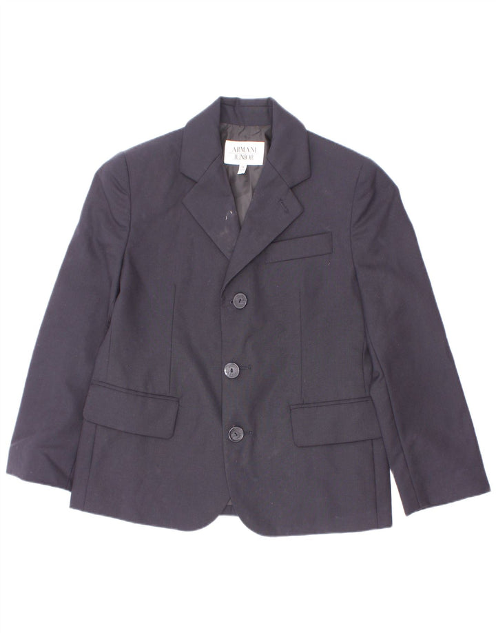 Armani Junior Veste Blazer 3 Boutons Garçon 6-7 Ans Laine Bleu Marine