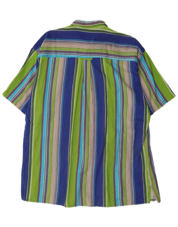 VINTAGE Chemise à Manches Courtes Homme Grand Coton Rayé Multicolore