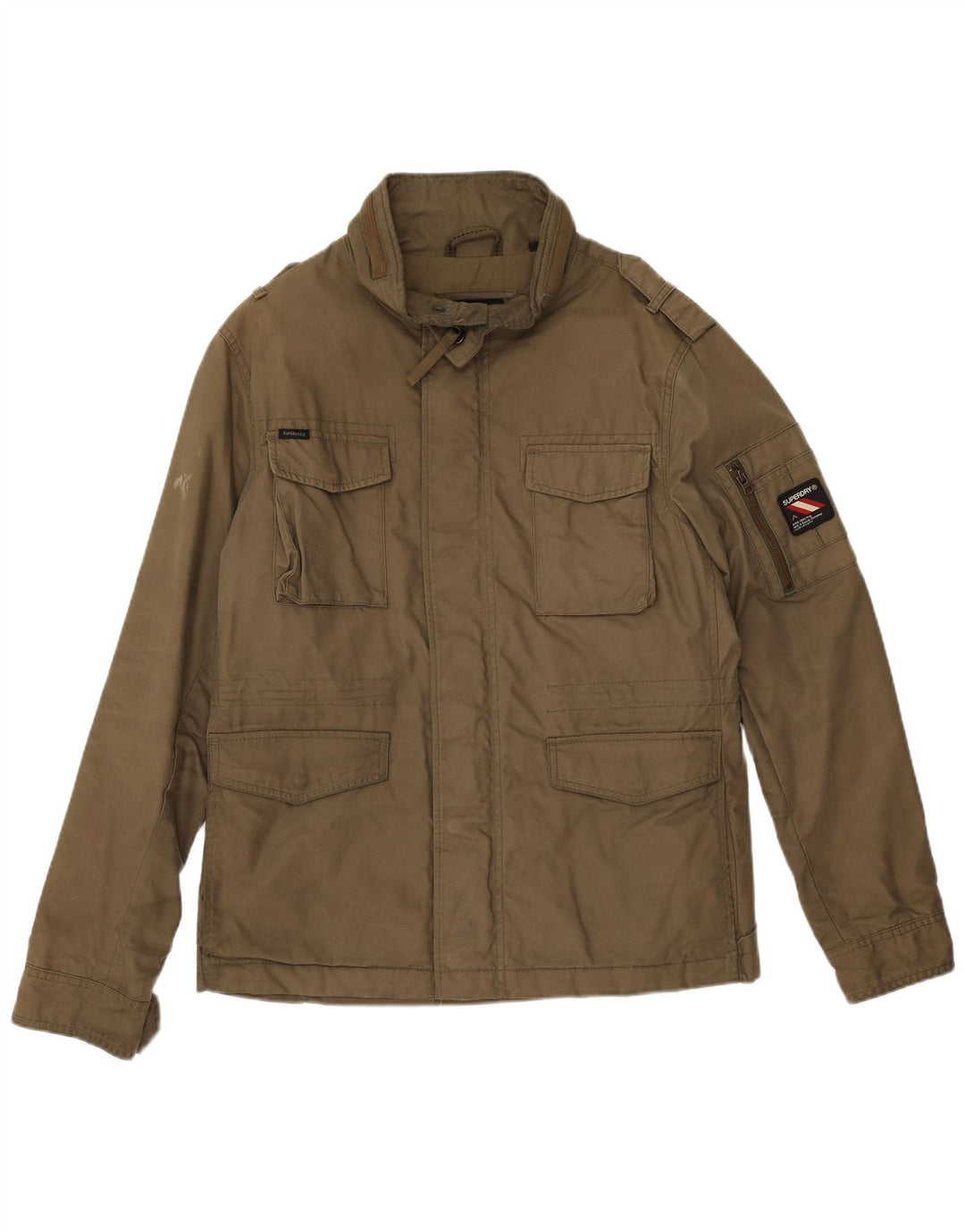 Superdry Veste militaire pour homme UK 40 Large Kaki Coton