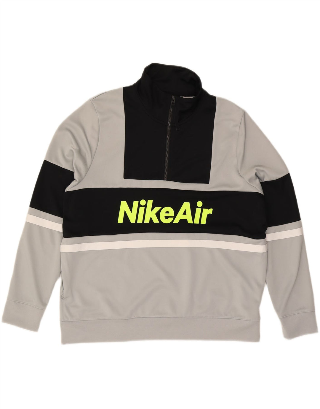 NIKE Sweat-shirt graphique à col zippé pour hommes, grand color block gris