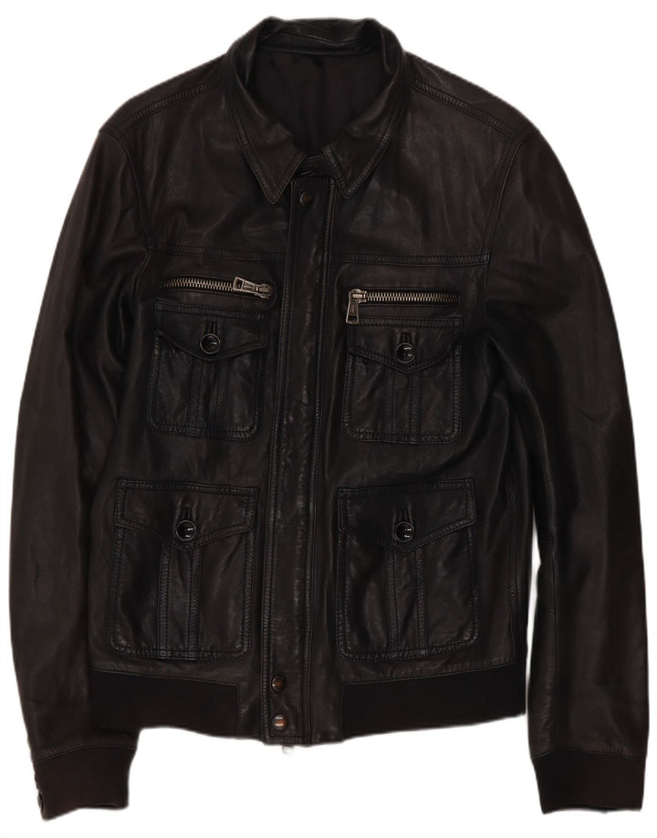 veste en cuir homme vintage IT 50 Medium Noir