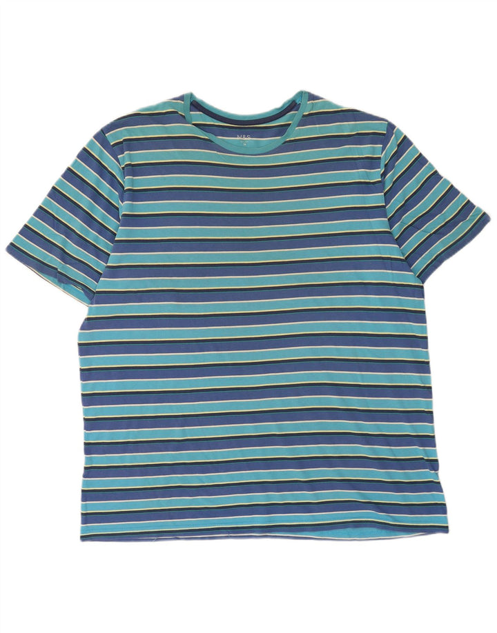Marks & Spencer T-Shirt Homme Bleu Moyen Rayé
