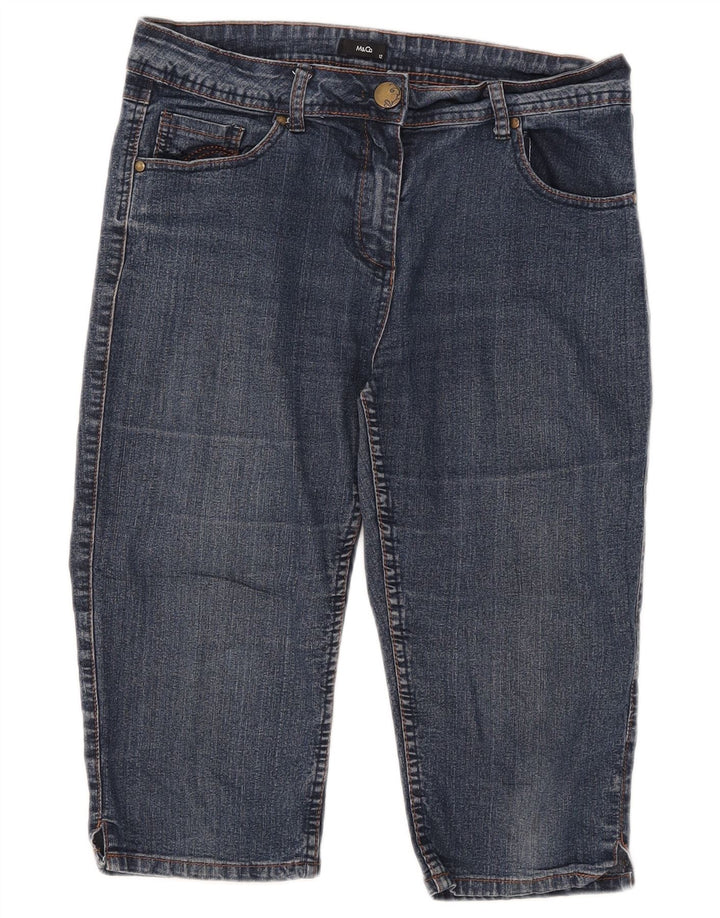 M&Co Bermuda en jean pour femme UK 12 Medium W32 Bleu Coton