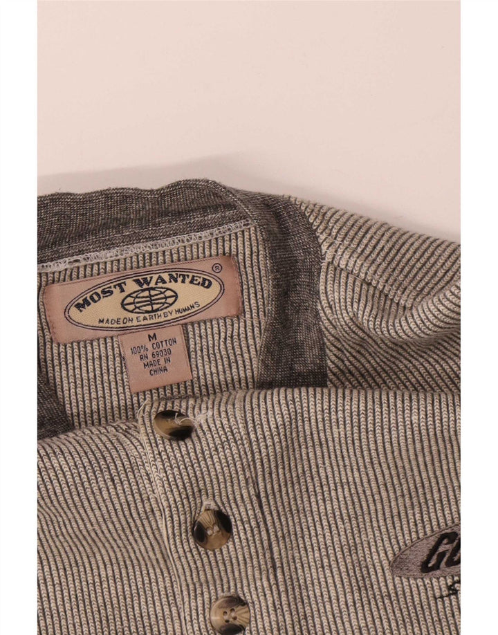 Vintage Haut pour homme à manches longues en coton gris moyen