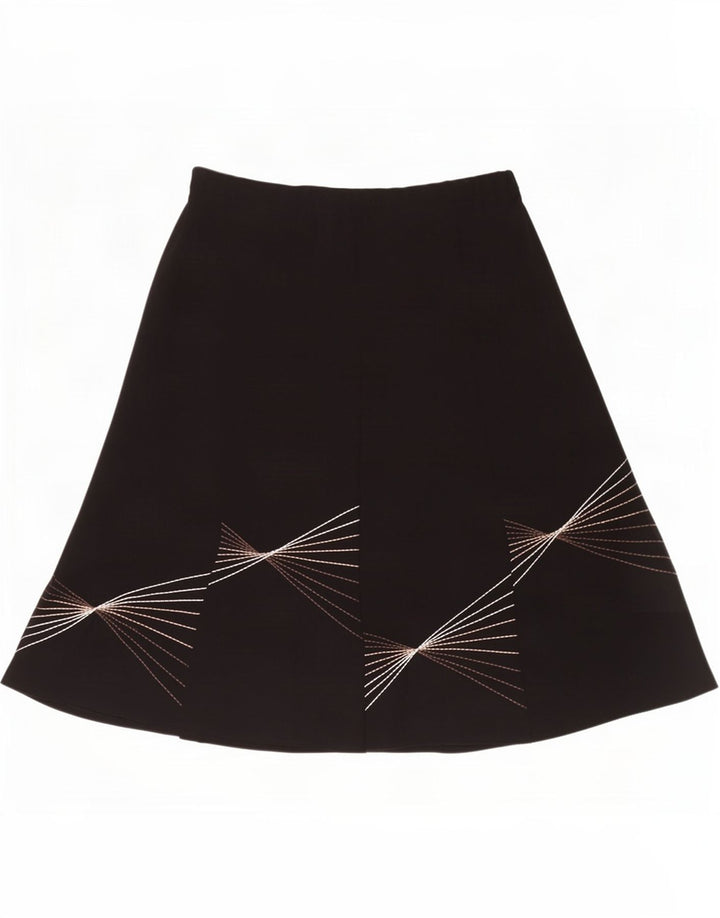 Marks & Spencer Jupe trapèze à motif abstrait pour femme UK 16 Large W40 Noir