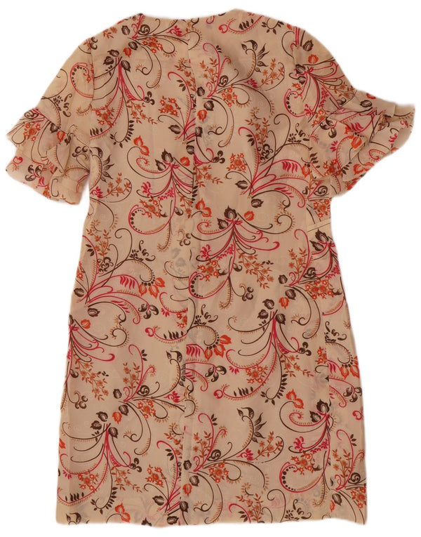 robe fourreau femme vintage UK 14 Floral Beige Moyen