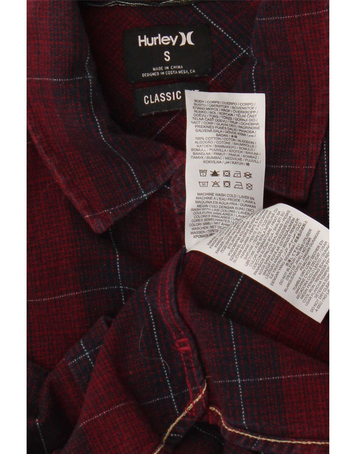 Hurley Chemise en flanelle coupe classique pour homme en coton à petits carreaux marron