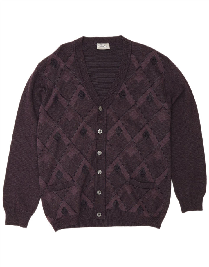Rodes Pull Cardigan Homme 2XL Violet Argyle/Diamant Laine