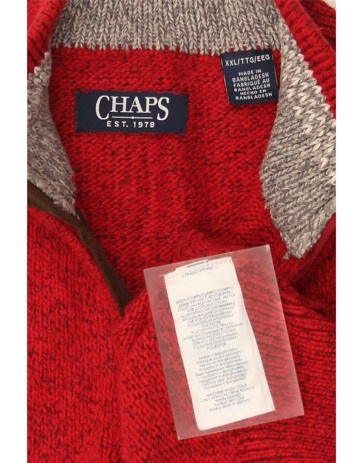 Chaps Pull col zippé pour homme 2XL en coton moucheté rouge