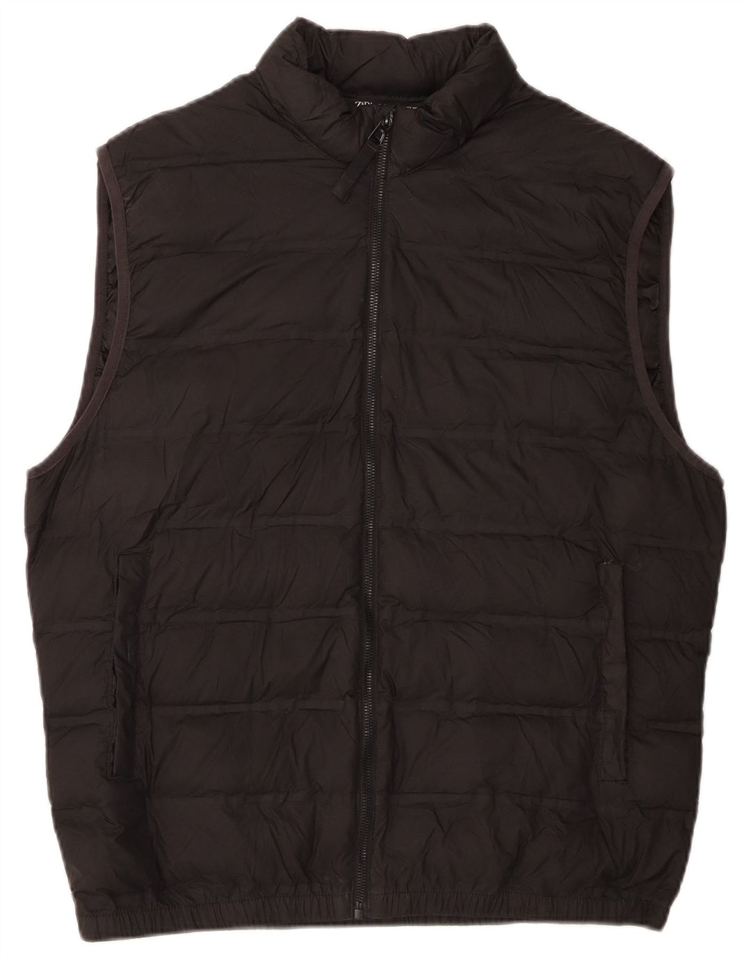 Zara Femme Gilet Rembourré UK 16 Large Noir Polyester