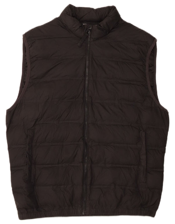 Zara Femme Gilet Rembourré UK 16 Large Noir Polyester