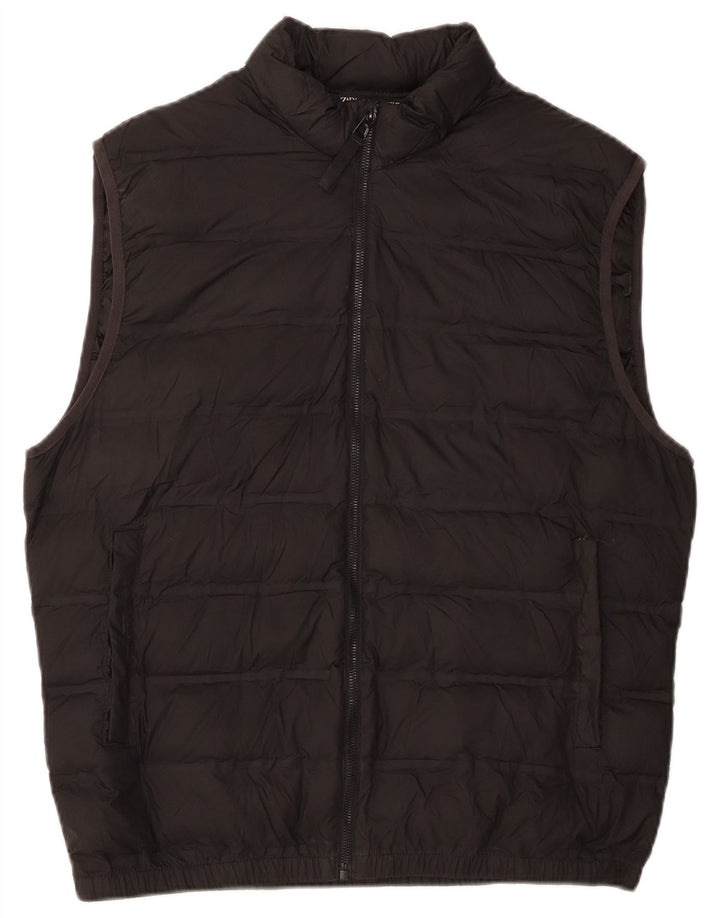 Zara Femme Gilet Rembourré UK 16 Large Noir Polyester