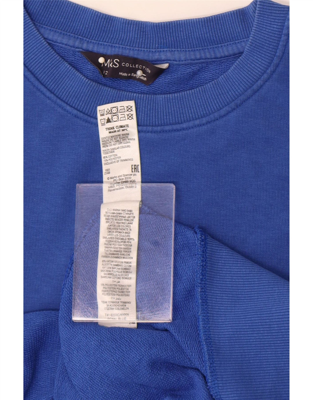 Marks & Spencer Sweat-shirt pour femme UK 12 Bleu moyen Coton