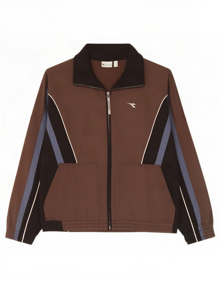 Diadora Veste de survêtement pour homme IT 52 Large Marron Colorblock Polyester