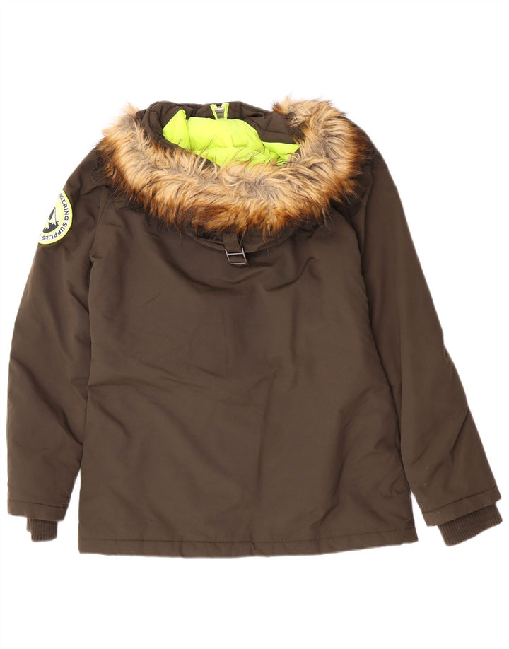 Superdry Veste parka surdimensionnée à capuche pour femme UK 10 Small Khaki Nylon