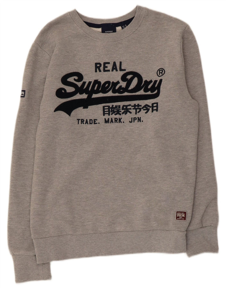 Superdry Sweat-shirt graphique pour femme UK 14 Gris moyen Coton