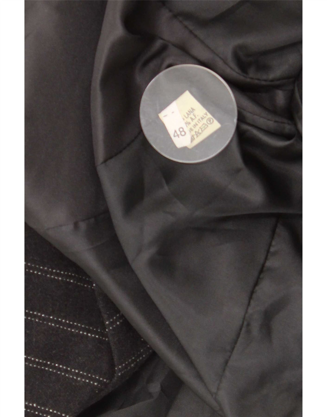 vintage Femme Double Breasted Blazer Veste IT 48 XL Laine Rayée Noire