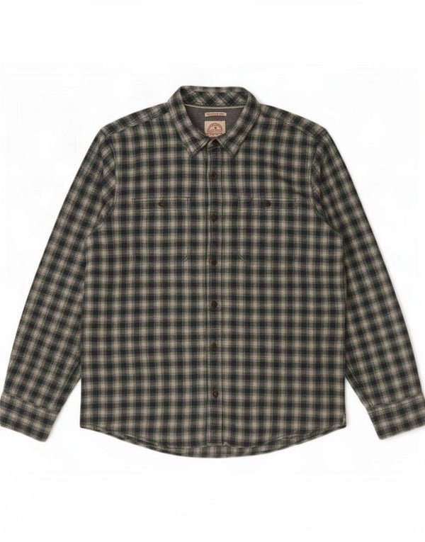 Fat Face Chemise en flanelle pour homme Coupe régulière XL Vert à carreaux en coton